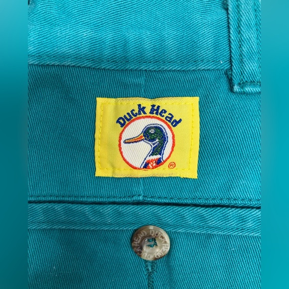 Duck Head Men’s Classic Pleated Cotton Shorts, Waist 38, Teal, Vintage - Picture 3 of 6
